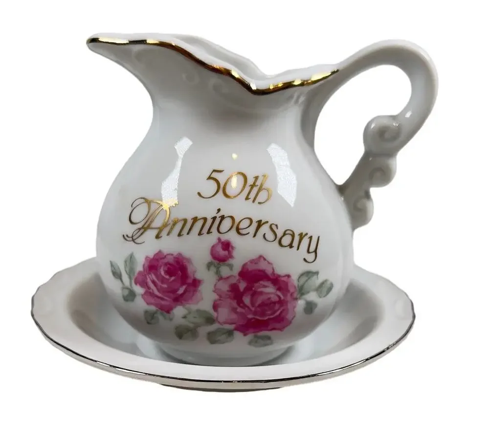 1991 BETTY WHITEAKER Enesco Corp 50th ANNIVERSARY Mini Water Pitcher Chamber